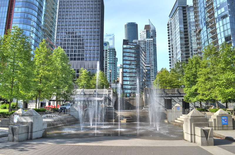 modern, urban planning, financial district, city life, cityscape, plant, tree, trees, city, building, fountain, skyscraper, track, travel destinations