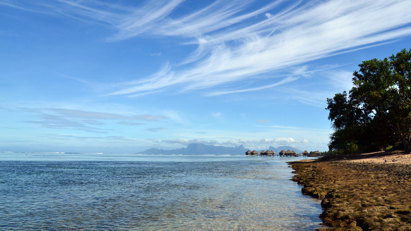 beach, polynesia, non-urban scene, no people, cloud - sky, horizon, land, scenics - nature, clouds, plant, outdoors, tranquil scene, sky, sea, water, tranquility