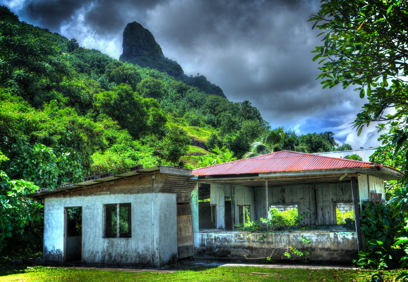 beauty in nature, painted, summer, grass, cloud - sky, exotic, tropical, outdoors, holiday, french polynesia, house, sky, tranquility, nature, environment