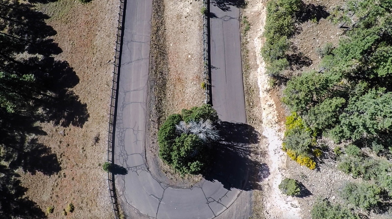 land, drone, drone pic, scenics - nature, motion, tranquility, day, turn, outdoors, green color, growth, forest, reflection, road from above, water, beauty in nature