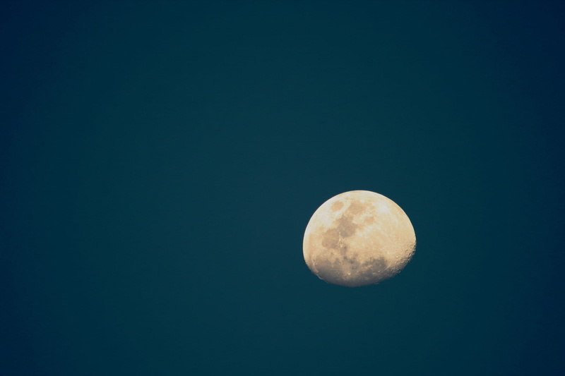 sky, space, light, full moon, blue, moon, copy space, scenics - nature, low angle view, astrology, beauty in nature, night, idyllic, circle, clear sky