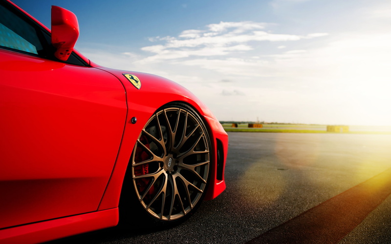2K, Glare, Clouds, Color, Red, f, Sun, Ferrari, Sky