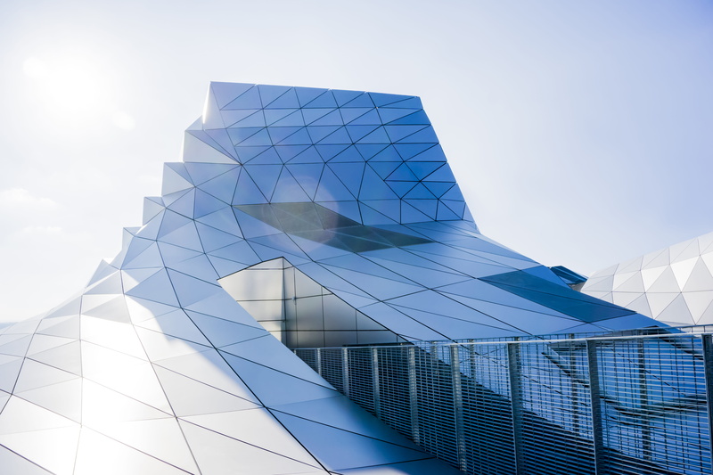 tower, lyon, built structure, steel, 5K, glass - material, france, musée des confluences, sky, day, low angle view, building, skyscraper, financial district