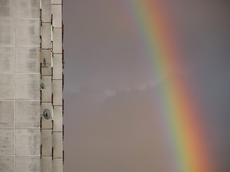 natural, environment, architecture, rainbow, cloud - sky, beauty in nature, scenics - nature, tranquil scene, building exterior, built structure, nature