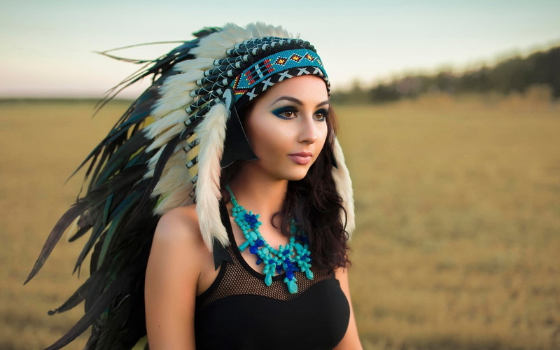 Native Americans, 1080P, Black Clothing, indian, Smooth Skin, feathers, blue, Headdress