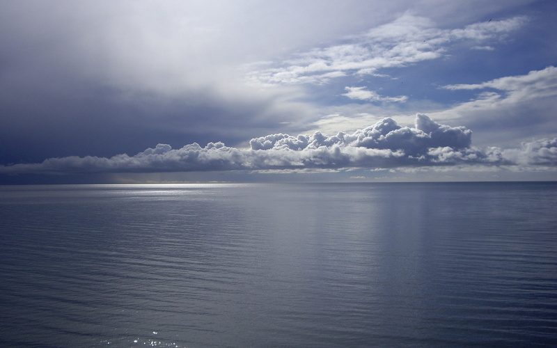 cloud - Sky, white, reflection, seascape, summer, overcast, water smooth surface, sunset, blue, sky, sea, body, beach, sunlight, large, no People, backgrounds