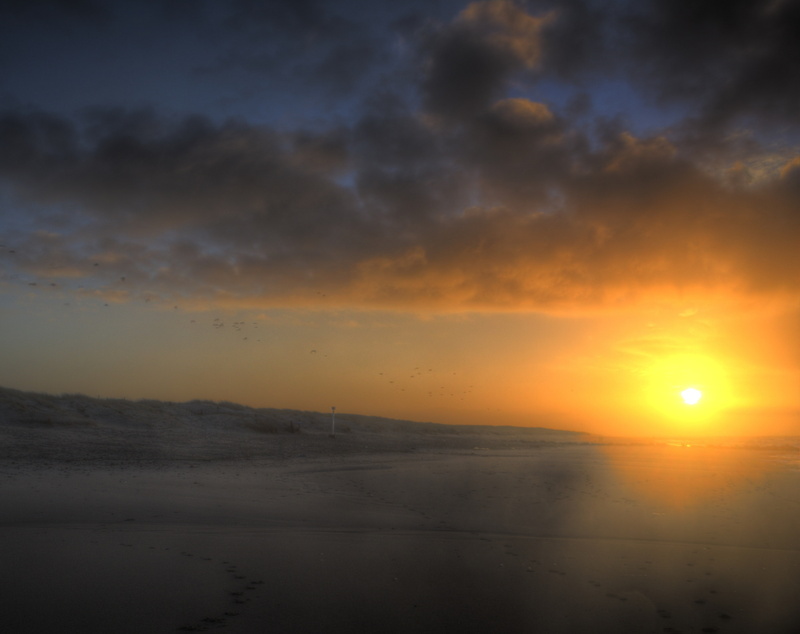 sonnenaufgang, landschaft, Landscape, Sunrise, Horizon, nuages, Seasons, Breakwater, blazing, Sun and Sky, Denmark, hiver, Water, Coast, Beautiful, natur