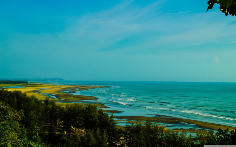 bangladesh, 2K, cox, idyllic, scenics - nature, cloud - sky, horizon, s, longest, tree, turquoise colored, tranquil scene, tranquility, sky, horizon over water