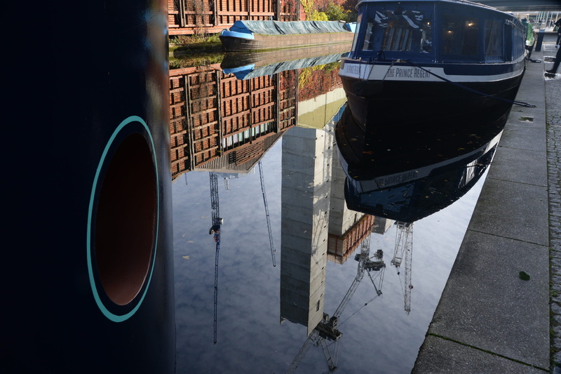 reflection, moored, 4K, land vehicle, nature, canal, transportation, united kingdom, wheel, outdoors, street, city, little venice, nautical vessel, mode of transportation