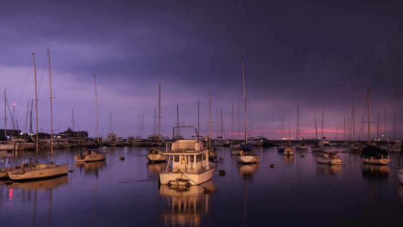 sea, nature, transportation, sailboat, mode of transportation, harbor, moored, water, nautical vessel, sunset, 1080P, outdoors, pole, purple, reflection