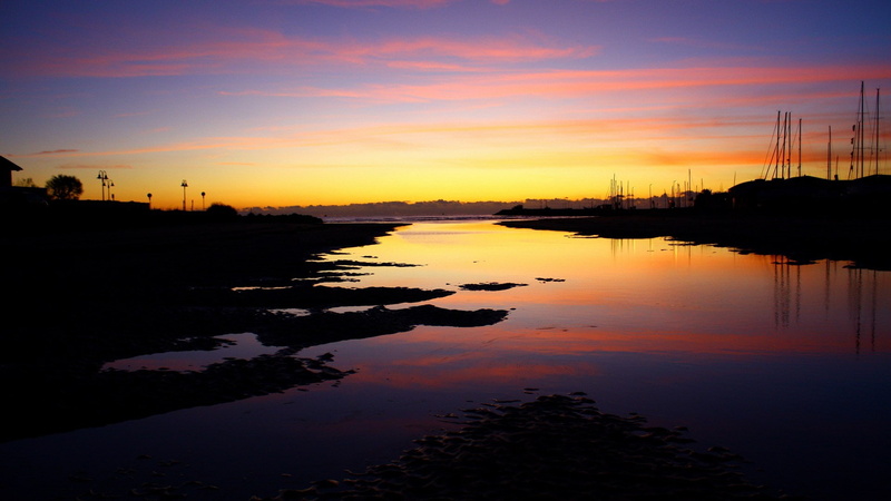 outdoors, no people, orange color, nature, pc  nature hd pictures 1920x1080, cloud - sky, silhouette, reflection, 1080P, dramatic sky, beauty in nature