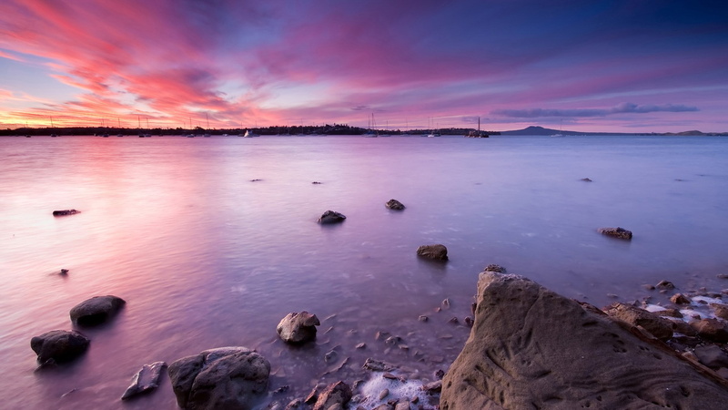 water, rock - object, 1080P, sea, scenics - nature, dusk, pc  nature hd pictures 1920x1080, no people, sunset, beach, sky, solid, rock, idyllic, tranquil scene