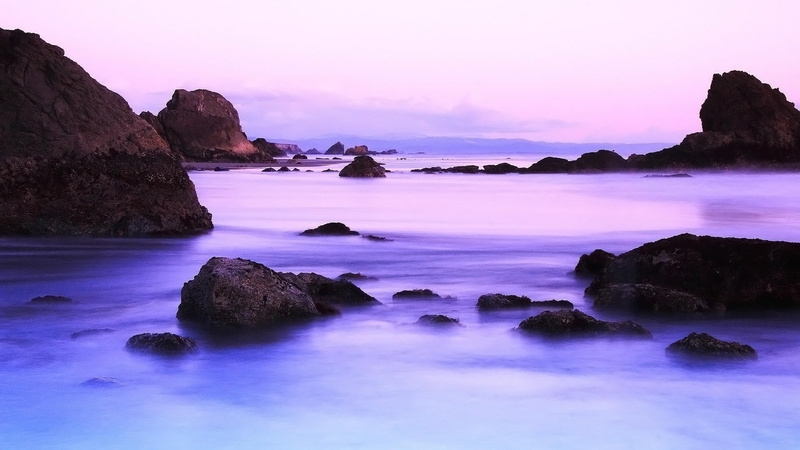 1080P, rock, no people, pc  nature hd pictures 1920x1080, sea, beauty in nature, rock - object, nature, purple, tranquility, water, land, tranquil scene