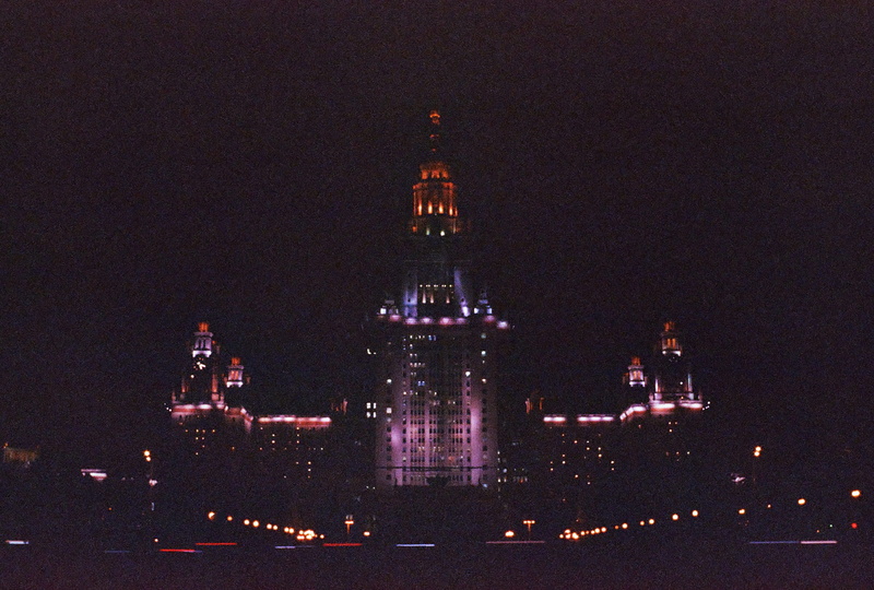 ussr, spire, religion, travel, no people, libhts, night, place of worship, building exterior, building, nature, tower, tourism, sky, spirituality, moscow