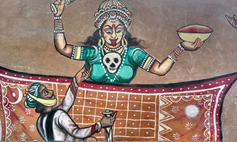 wall painting, goddess, ornate, rajasthan, performing art, drama, wall - building feature, human representation, male likeness, performing dance, mammal