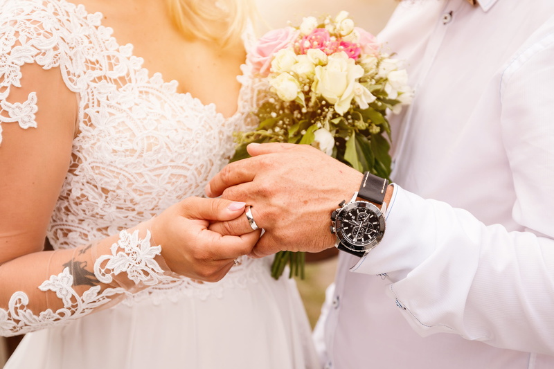put, flower, flower arrangement, life events, event, celebration, married, jewelry, wedding dress, positive emotion, newlywed, wedding, plant, couple - relationship