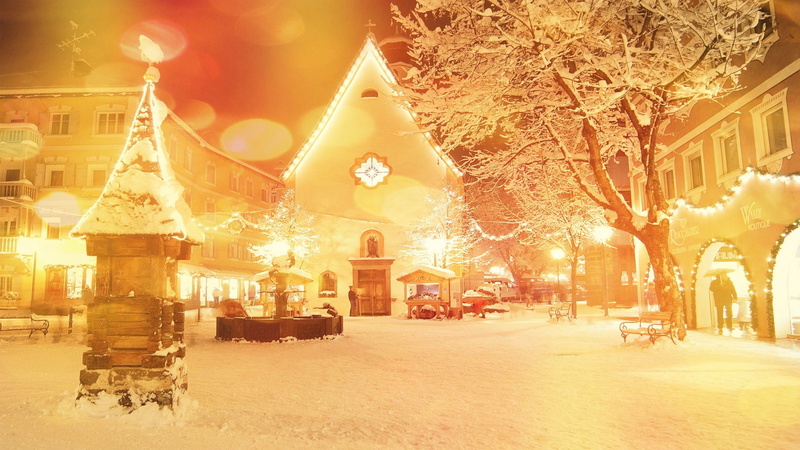 snow, decoration, yellow, illuminated, built structure, night, building exterior, tree, digital, architecture, nature, atmosphere, outdoors, lights, 1080P