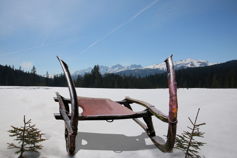 lake, day, slide, wooden, field, nature, mountain, plant, snowcapped mountain, wintry, sky, snowy, snow, tranquil scene, outdoors, mountain range, tranquility