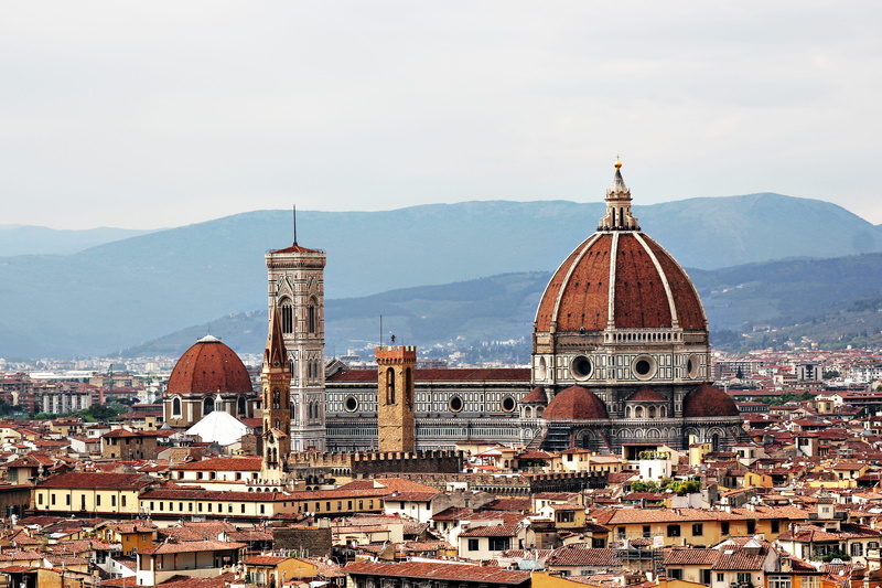 4K, sky, aerial, cathedral, dome, no people, religion, nature, italy, belief, architecture, gothic style, spirituality, daytime, firenze, cupola, brown