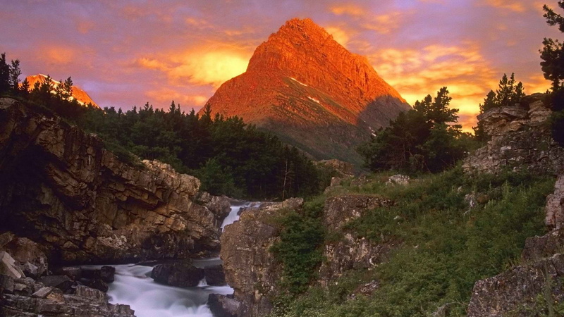 glacier, 1080P, falls, point, park, national