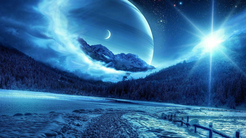phenomenon, universe, 1080P, outer space, earth, moonlight, freezing, nature, winter, sky, space, blue earth, planet, atmosphere