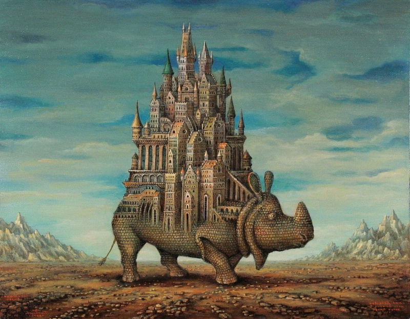Rhino, spire, fantasy Art, nature, solid, rock, castle, outdoors, day, religion, cloud - sky, built structure, spirituality, tower, travel, history, sky