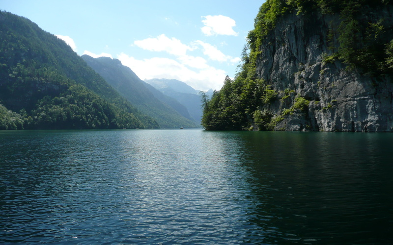 beauty in nature, konigssee, sky, idyllic, waterfront, tranquil scene, cloud - sky, mountain, formation, sea, bavaria, outdoors, scenics - nature, tranquility