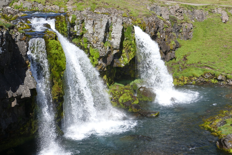 scenics - nature, no people, power in nature, rock - Object, stream, forest, motion, falling water, river, snaefellness, snæfellsnes peninsula, solid, kirkjufellsfoss
