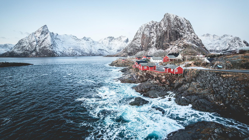tranquility, norway, waterfront, nature, sky, idyllic, mode of transportation, mountain range, solid, scenics - nature, transportation, rock - object, outdoors