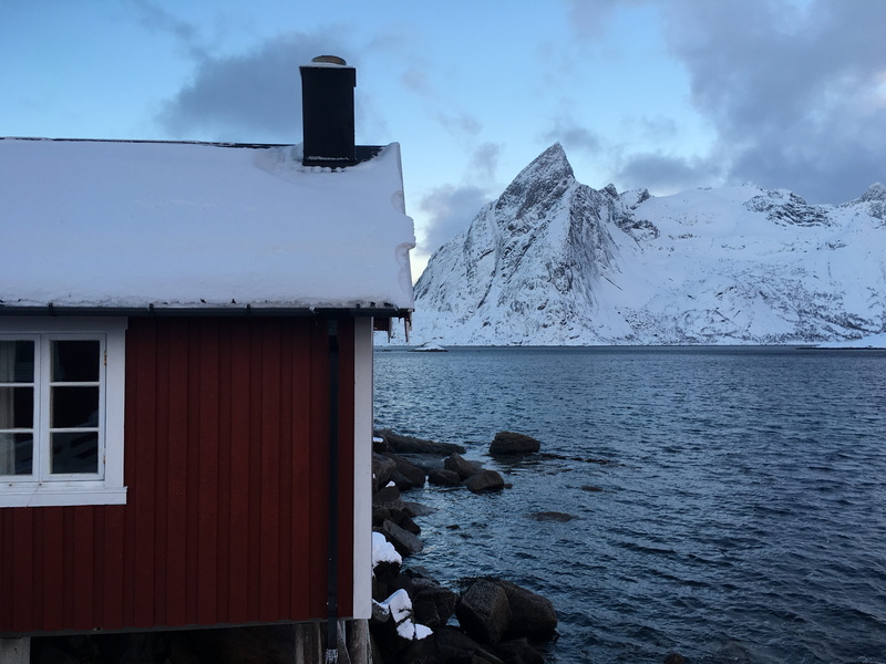 scenics - nature, hamnoy, mountain, built structure, cloud - sky, no people, hamnøy, lofoten, tranquil scene, sky, outdoors, 4K, beauty in nature, building