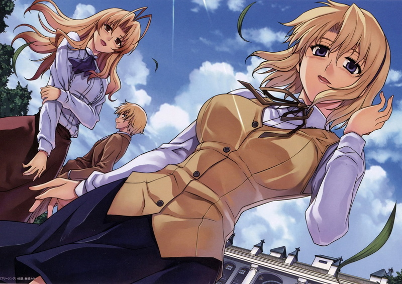 low angle view, outdoors, adult, blue, beauty, sky, Freezing, anime girls, lifestyles, group of people, men, nature, cloud - sky, clothing, day, sitting