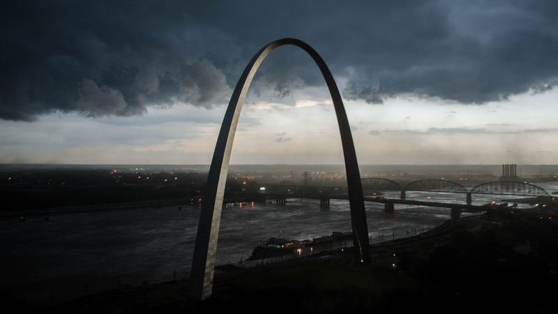 St. Louis, 2K, USA, cityscape, clouds, storm, arch