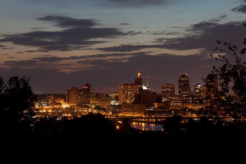 usa, urban skyline, tower, mississippi river, office building exterior, city, dusk, cloud - sky, nature, 1080P, outdoors, river, building exterior, water