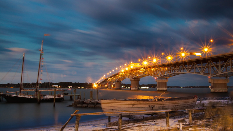 hampton roads, building exterior, water, 2K, city, no people, river, united states, night, long exposure, illuminated, yorktown, transportation, sky, cloud - sky