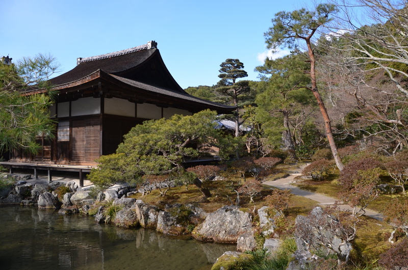 ginkakuji, belief, buddhist, tree, sky, lake, rock, Garden, plant, Japan, cultures, landscape, day, building exterior, Temple, building, architecture, religion