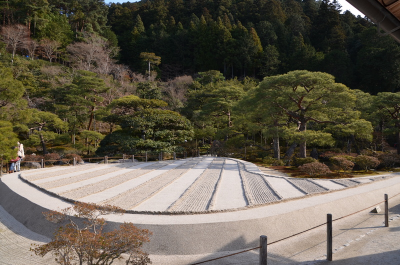 sand, 4K, beauty in nature, japan, temple, nature, sunlight, high angle view, ginkaku-ji, no people, scenics - nature, tranquil scene, tree, raked, outdoors