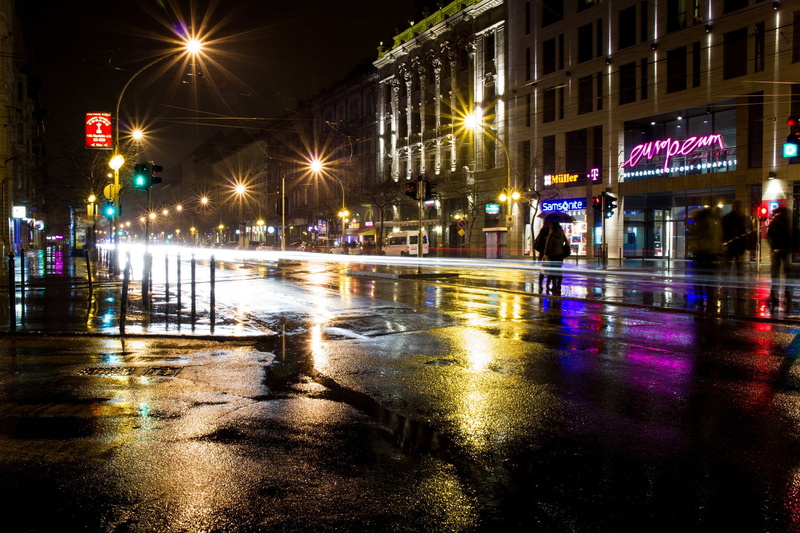 Pest, city, exposure, people, Hungary, Budapest, lights, Night, lighting, signs, shops, 1080P, puddles, road, asphalt, Buildings, Magyarország