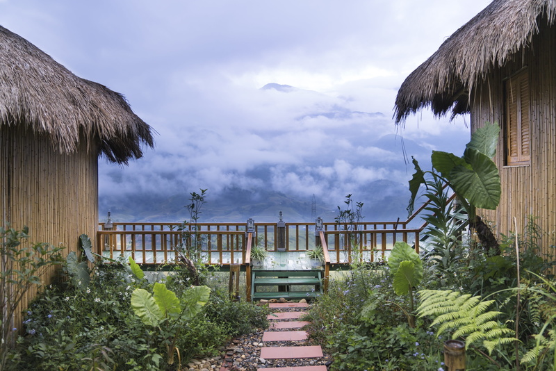 built structure, family, two, tranquility, agriculture, beauty in nature, rice field, building, the cultivation, facing, fun, asian, travel, cloudy, railing