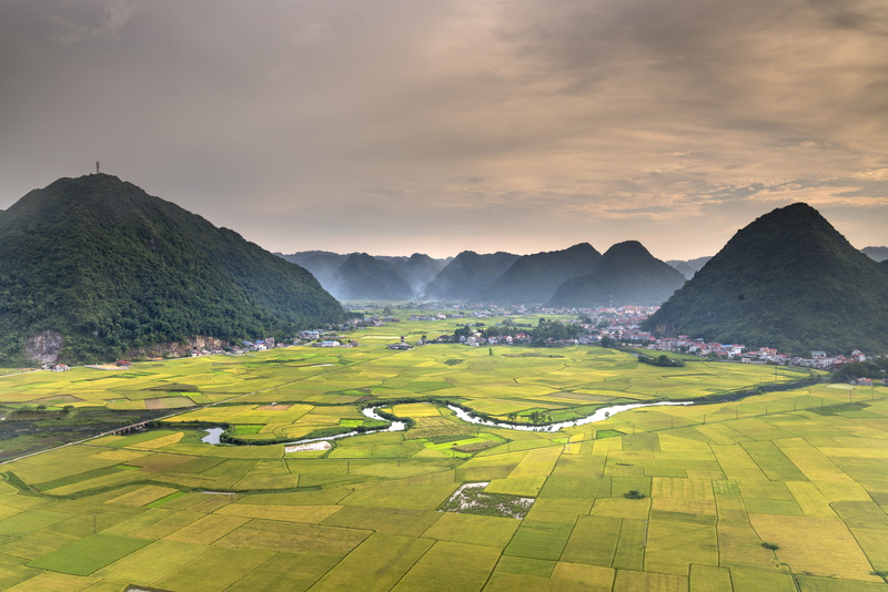 the landscape, curve, rural scene, panoramic, green color, sky, asian color, cultural, tranquil scene, asia, planting, bac son, plant, scenics - nature