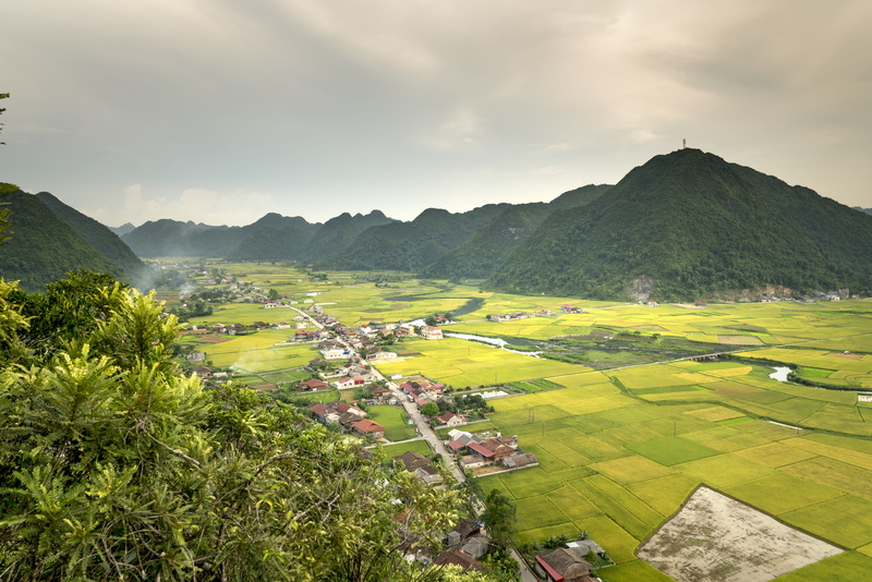 eco, scenics - nature, water, asian color, beauty in nature, mountain, travel, tranquil scene, farm, bac son, plant, land, panoramic, landscape, nature
