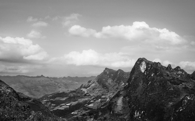 scenics - nature, mountain range, rock - object, bnw, vast, 4K, monochrome, landscape, day, vietnam, no people, remote, ha giang, mountains, solid, tranquility