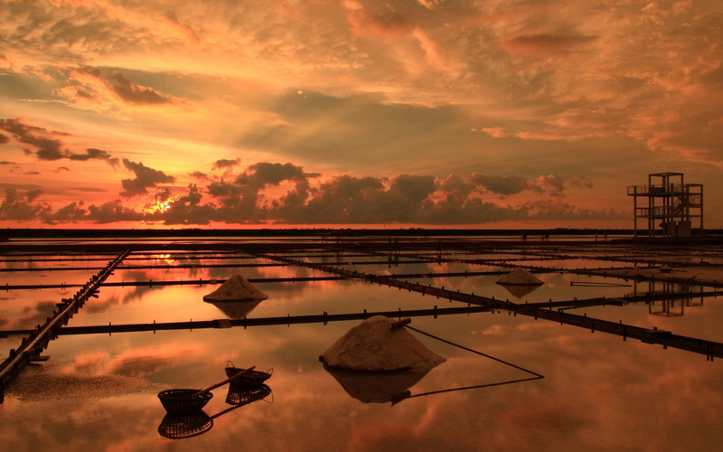 sunset, hd, art, 2K, skyscapes, sunsets, x, nature, ricefields