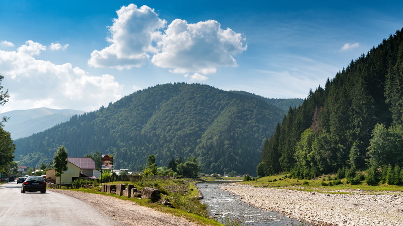 environment, pine tree, nature, land, architecture, landscape, sky, scenics - nature, transcarpathia, beauty in nature, plant, no people, sunlight, carpathian mountains