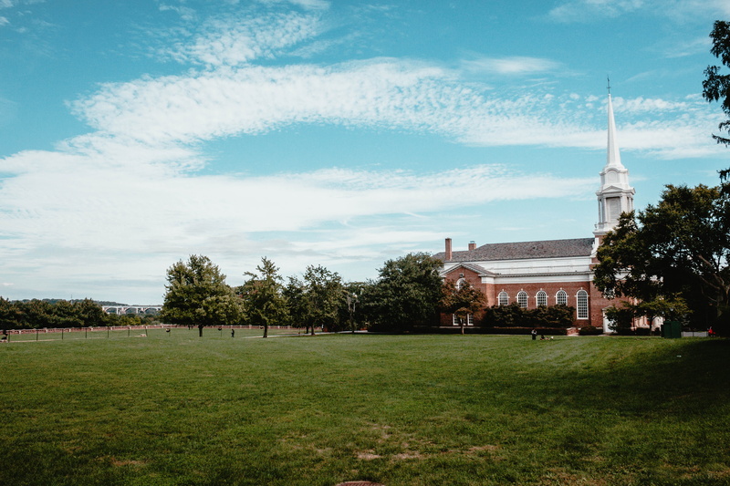 united states, day, monastery, architecture, grass, spirituality, travel destinations, lawn, clouds, house, tower, church, grassland, outdoors, field, court