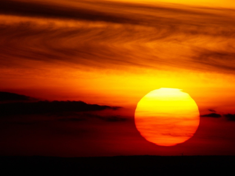 sunset, sunlight, red sky, Sun, desert, red, 720P, Red sun