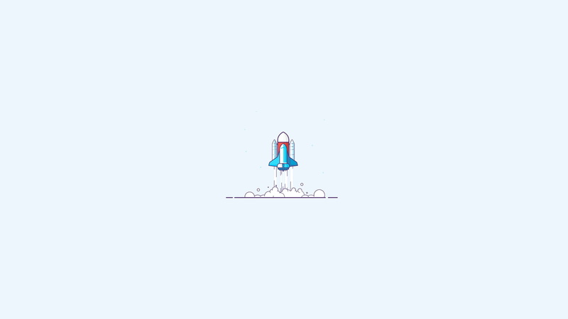 illustration, rocket, lift off, minimalism, 2K