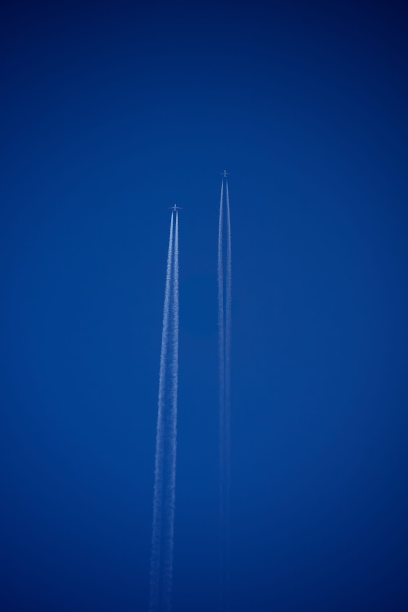 copy space, nature, jet propulsion, blue, partly cloudy, airplane, 1080P, mid-air, aircraft, airshow, air vehicle, no people, contrail, race, cloud - sky
