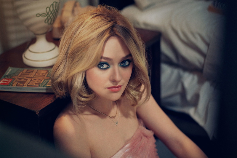 Dakota Fanning, hairstyle, looking at camera, furniture, indoors, young women, beauty, portrait, lifestyles, blond hair, domestic room, young adult, Vs Magazine