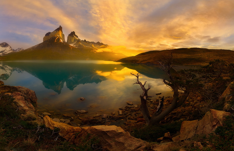 South America, Patagonia, morning, 1080P, the Andes mountains, national Park Torres del Paine, Chile