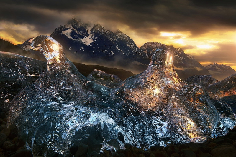 clouds, National Park, nature, 720P, Patagonia, sunset, Dark, Snowy Peak, mountains, Glaciers, landscape, Chile, Torres Del Paine, ice